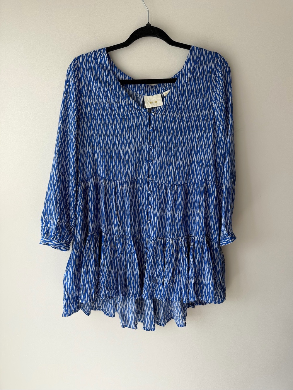 Anthropologie Maeve Lila Tiered Button Up Tunic Babydoll Blouse